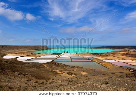 Lanzarote fosfaattituotantolaitoksista salinas de Janubio värikäs Kanariansaaret