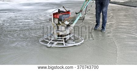 Helicopter Concrete Finishing Pouring Cement On Worksite