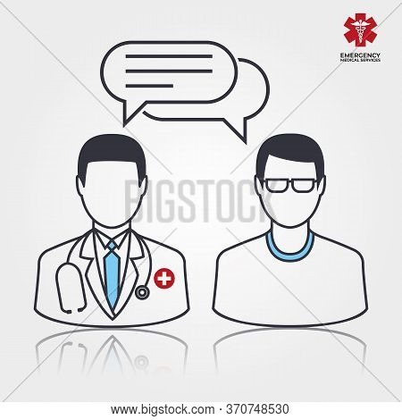 Doctor With Patient Symbol With Covid. Vector Illustration Medical Design