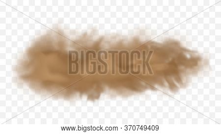 Realistic Sand Storm Illustration. Vector Brown Dust Cloud On Transparent Background. Air Pollution 