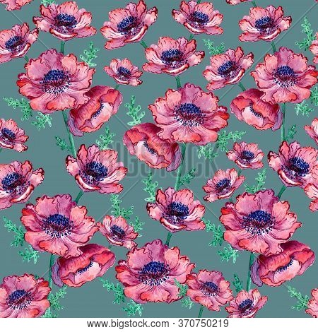 Seamless Pattern With Free Watercolor Colors For Gift Card, Invitation, Wedding Menu. Floral Illustr