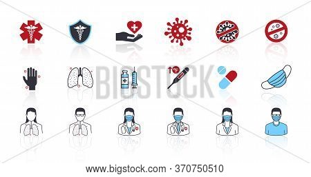 Simple Set Of Coronavirus Vector Line Icons. Vector Illustration Medical Design
