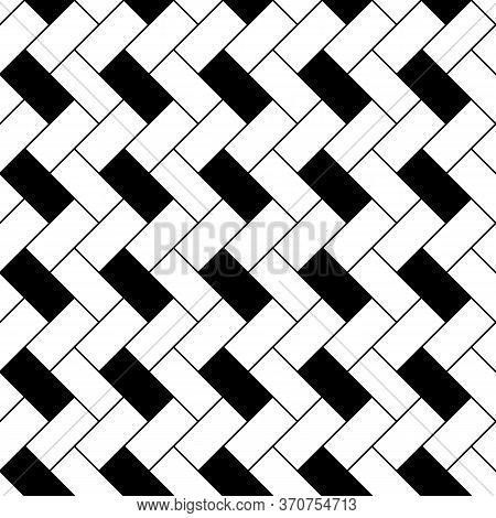 Herringbone Pattern. Rectangle Slabs Tessellation. Seamless Surface Design With Slanted Blocks Tilin