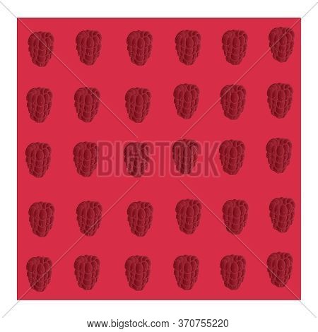 Seamless Pattern With Red Raspberries. Berry, Symmetrical, Repeating Pattern.