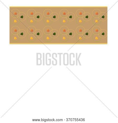 Seamless Border, An Ornament With Yellow, Green, Orange Berries Drawn With Raspberry Berries With A 