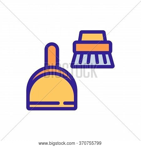 Dustpan With Brush For Clean Office Icon Vector. Dustpan With Brush For Clean Office Sign. Isolated 