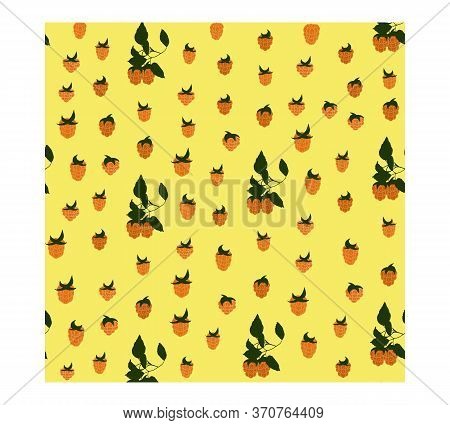 A Wreath-shaped Pattern With Yellow Raspberries, White Flowers And Green Leaves In The Shape Of A Ci