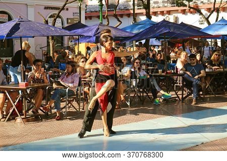 Fantastic Street Tango Dance At Plaza Dorrego Square In San Telmo, The Oldest Neighborhood In Buenos