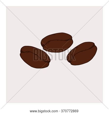 A Pattern With Three Brown Coffee Beans Drawn On A Light Background.