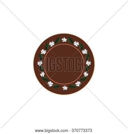 Pattern With Green Leaves And Green White Flowers Of The Coffee Tree Laid Out In The Shape Of A Circ