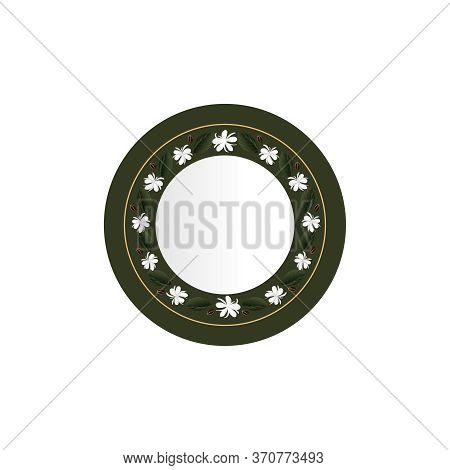 Pattern With Green Leaves And Green White Flowers Of The Coffee Tree Laid Out In The Shape Of A Circ