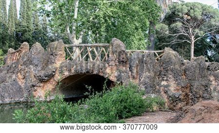 Wooden Stone Openwork In The Natural Park. Detail Of Ancient Spanish Architucture.