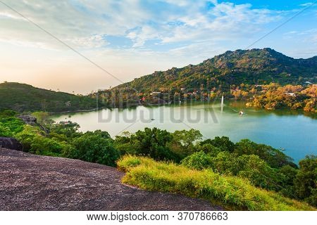 Mount Abu And Nakki Lake Aerial Panoramic View. Mount Abu Is A Hill Station In Rajasthan State, Indi