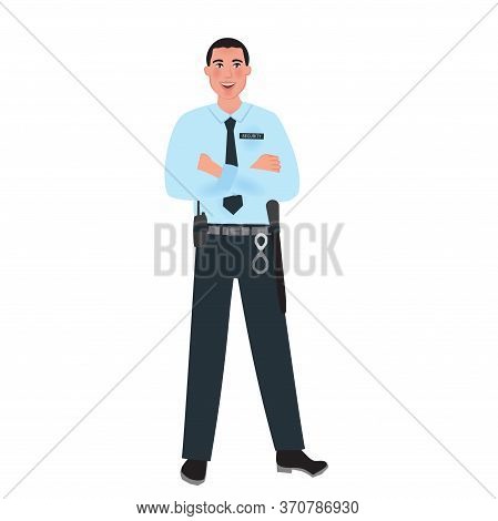 Police And Security Agency Employee In Uniform. Security Service. Vector Illustration Profession