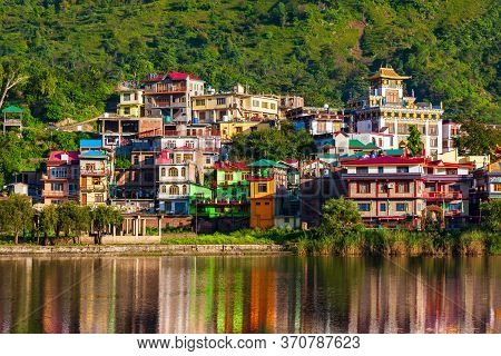 Rewalsar Or Tso Pema Is A Small Town, Lake And Buddhist Pilgrimage Place Near Mandi, Himachal Prades