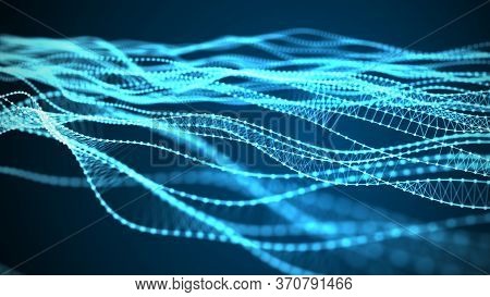 3d Illustration Dna. Abstract Digital Connection Dots And Lines. Dna Structure. Data Technology Back