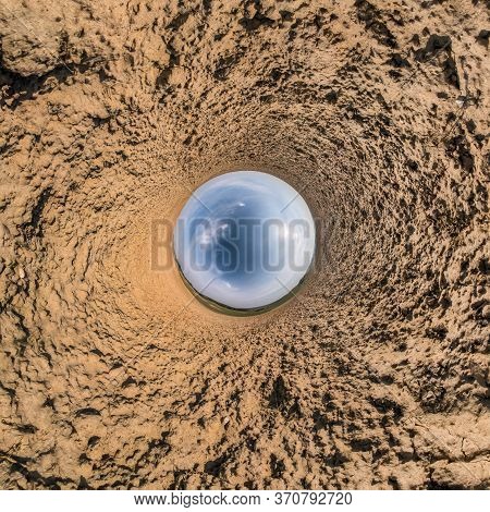 Little Planet Transformation Of Spherical Panorama 360 Degrees. Spherical Abstract Aerial View In Fi