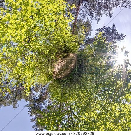Little Planet Transformation Of Spherical Panorama 360 Degrees. Spherical Abstract Aerial View In Fo