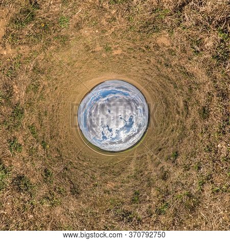 Little Planet Transformation Of Spherical Panorama 360 Degrees. Spherical Abstract Aerial View In Fi