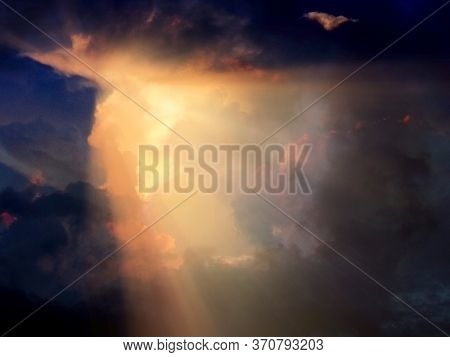 Sunshine through the clouds. 3D rendering