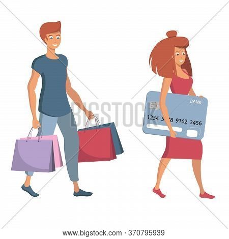 Shopping Bags, Vector Illustration, Online Shopping, Credit Card, Sale