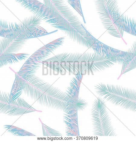 Summer Feather Plumelet Vector Seamless Ornament. Multicolored Illustration. Ethnic Aztec Feather Pl
