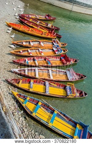 Colorful Boats In Beautiful Bhimtal Lake Of Nainital Uttarakhand