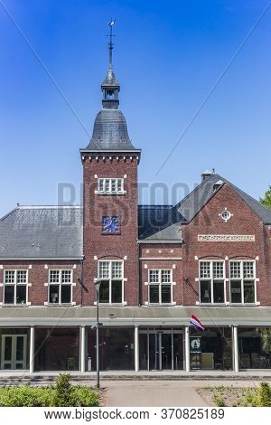 Rijssen, Netherlands - April 27, 2020: Tower Of The Historic Parkgebouw Building In Rijssen, Netherl