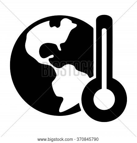 Global Warming Icon. Earth With Rising Temperature Sign. Ecology And Environment Sign.