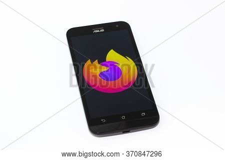 Kouvola, Finland - 23 January 2020: Firefox Browser Logo On The Screen Of Smartphone Asus