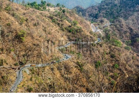 Curvy Road On The Mountains Of Bhimtal Nainital Uttarakhand