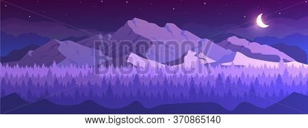 Mountains Night Flat Vector Photo Free Trial Bigstock