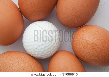 golfbold og friske æg kreative for sport idé