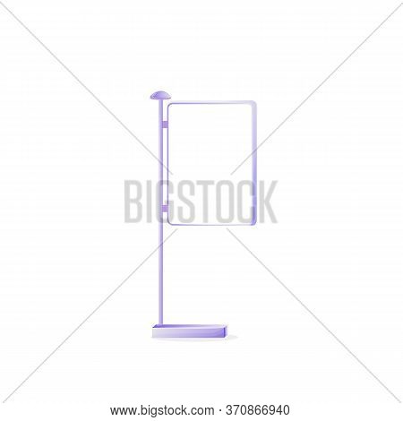 Urban Vector Advert Board Sign Illustration. Metal Stand For Placard. Commercial Billboard Mockup De