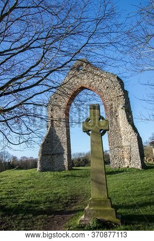 Ancient Monument. Church Ruins On Sacred Religious Ground. Wymondham Abbey Uk. History Of Religion T