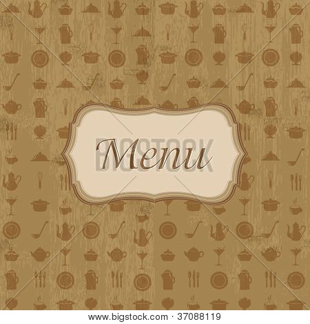 Vintage træ baggrund med Menu, vektor Illustration