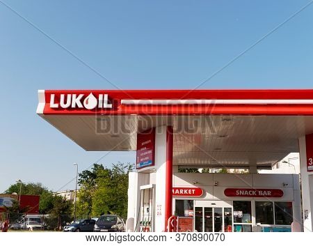 Galati, Romania - May 23, 2017. Lukoil Gas Station. Lukoil Is The Largest Privately Owned Oil And Ga