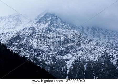 Big Mountain Covered With The White Show. The Beautiful Natural Scenery.