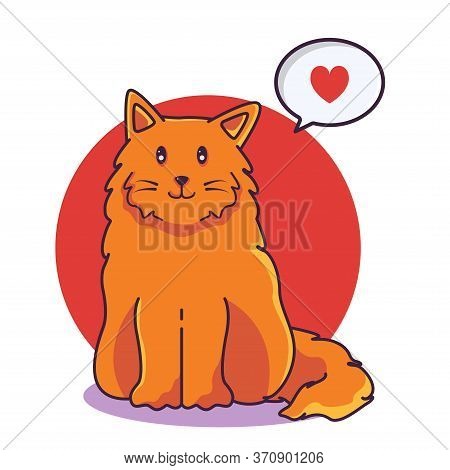 Cute Orange Cat Vector Illustration. Persian Cat. Flat Cartoon Style