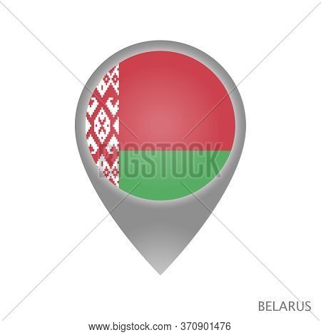 Map Pointer With Flag Of Belarus. Colorful Pointer Icon For Map. Vector Illustration.