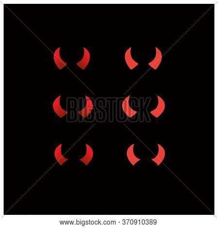 Set Of Three Different Red Bull Horns