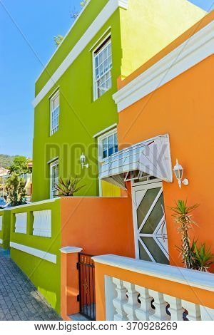 Many Colorful Houses, Bo Kaap District In Cape Town, South Africa.