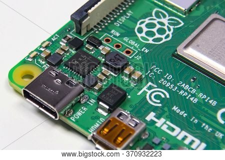 Moscow, Russia - June 11, 2020: Pay A Mini Computer With A Processor And Interface Connectors. Minia