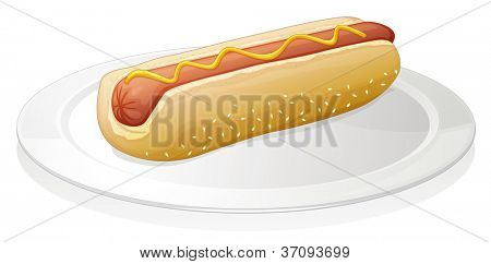 ilustracja kiełbasek z chlebem na białym tle