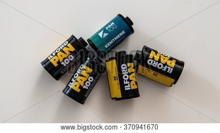 Kyiv, Ukraine - 11 June 2020: .film Photography Culture All Over The World. Black And White Film For