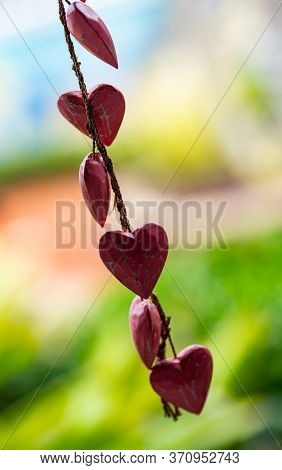 Hearts Hanging On A String Shallow Depth Of Socus