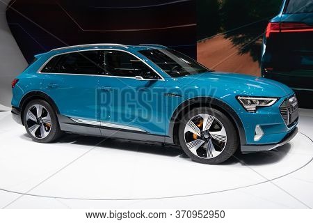Paris, Ile De France / France - October 07 2018 : Mondial Paris Motor Show Audi E-tron 55 Quattro