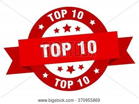 Top 10 Ribbon. Top 10 Round Red Sign. Top 10