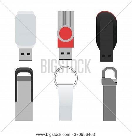 Vector Iillustration Of Flashdisk, Bundle Icon, Usb Flash, Isolated On White Background