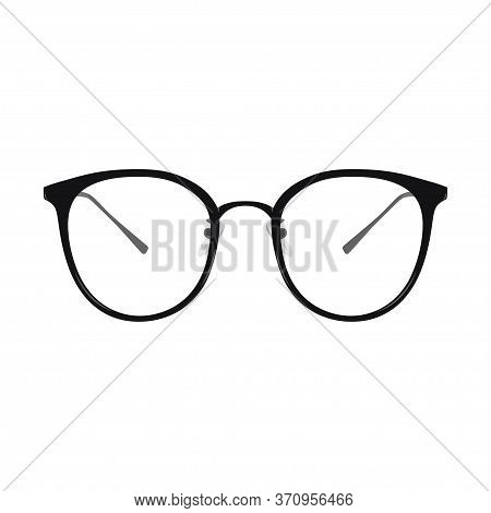 Vector Illustration Of Eyeglasses, Simple Cartoon, Isolated On White Backround